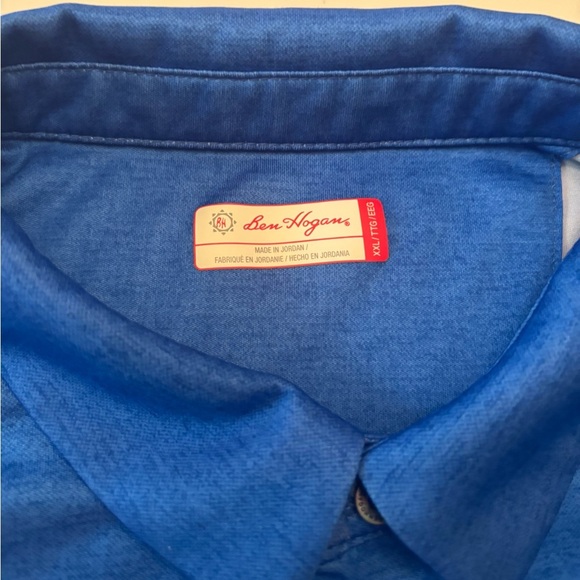 Ben Hogan Performance Polo XXL Blue Stripe Golf Shirt Moisture Wicking - Picture 2 of 3